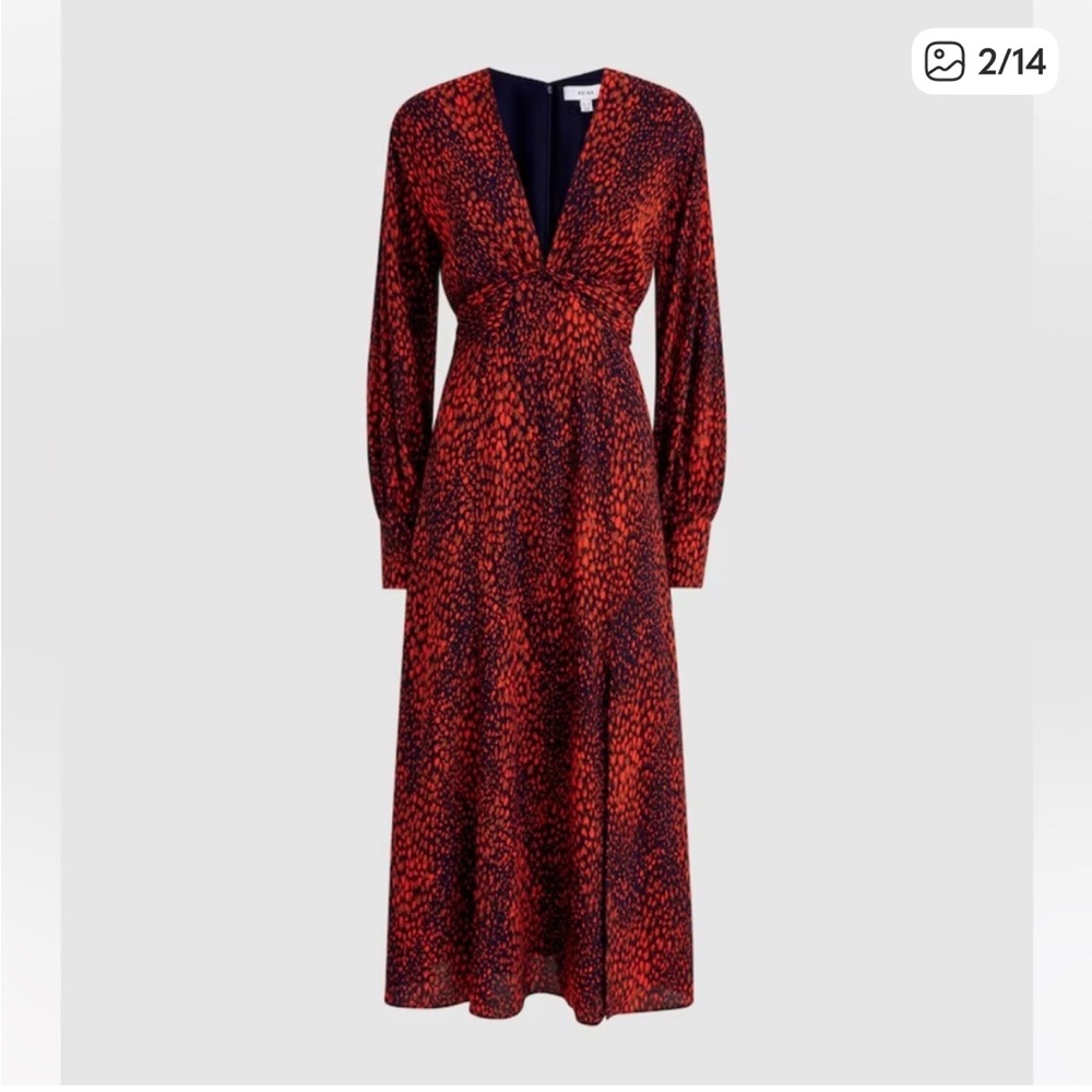 Reiss Red and blue Long Sleeve Dress